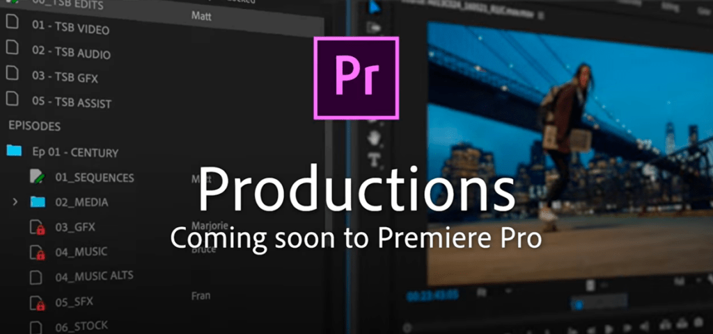 Post sobre a aba Productions no Premiere Pro